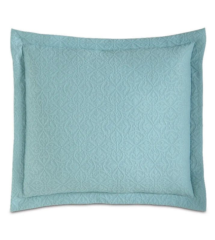 Aqua Matelassé Throw Pillow Cover 20x20