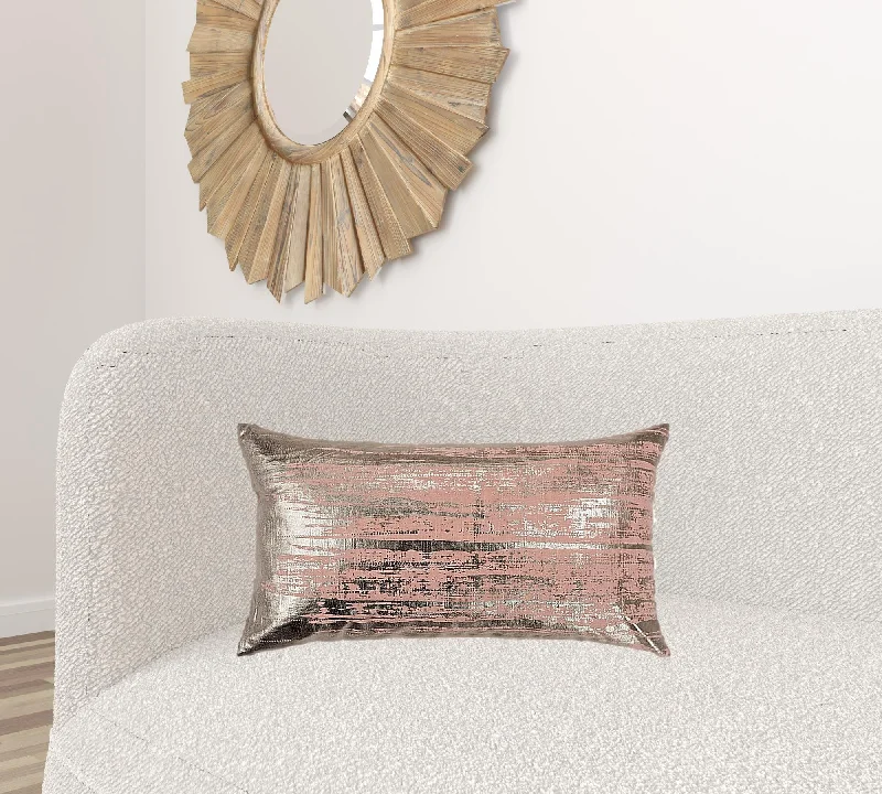 Blush Distressed Brush Stroke Lumbar Pillow