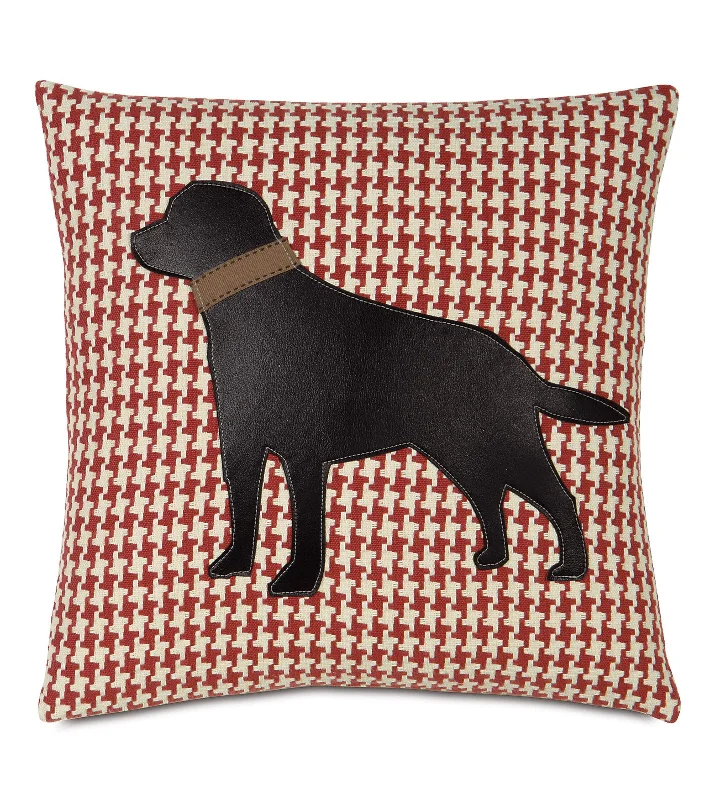 Red Houndstooth Labrador Throw Pillow Cover 18x18