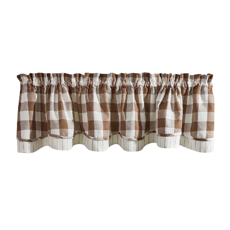 Wicklow Check Brown & Cream Valance - 72x16 Set of 2 Park designs