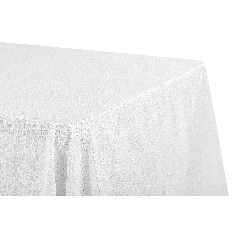 Glitz Sequin 90"x156" Rectangular Tablecloth - White