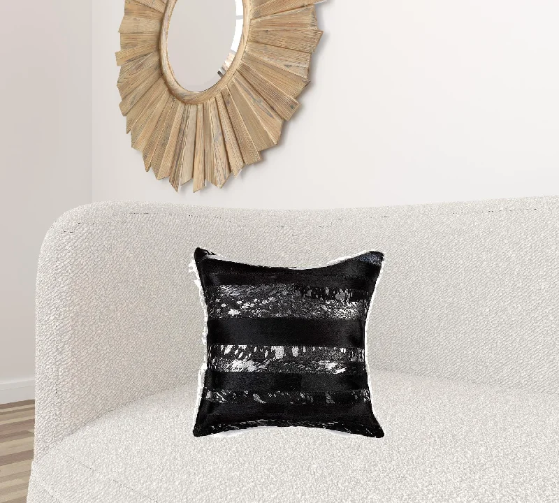 18" X 18" X 5" Black And Silver  Pillow