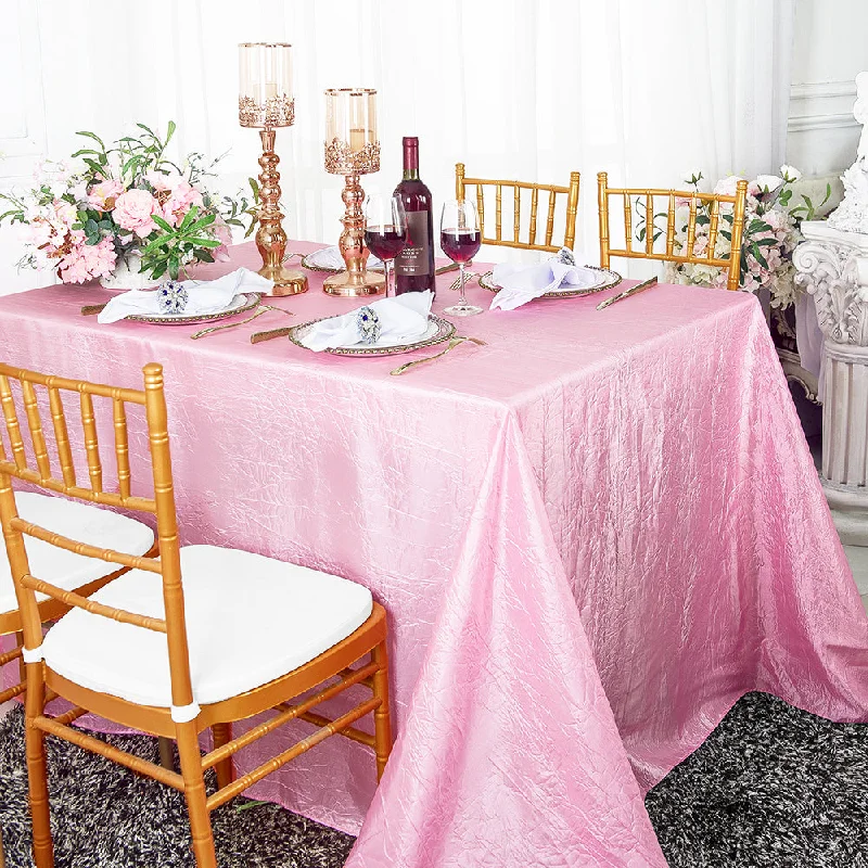 90"x132" Seamless Rectangular Crushed Taffeta Tablecloth - Pink (1pc)