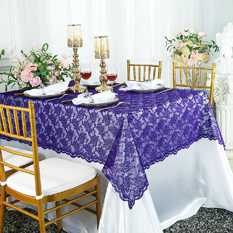 54"x108" Rectangular Caspari Lace Tablecloth/Table Overlay Topper - Regency Purple (1pc)